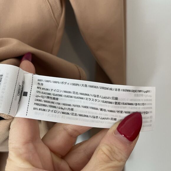 ABERCROMBIE & FITCH Soft A&F Collection Tan Long Sleeve Cutout Nylon Bodysuit L - Picture 4 of 7